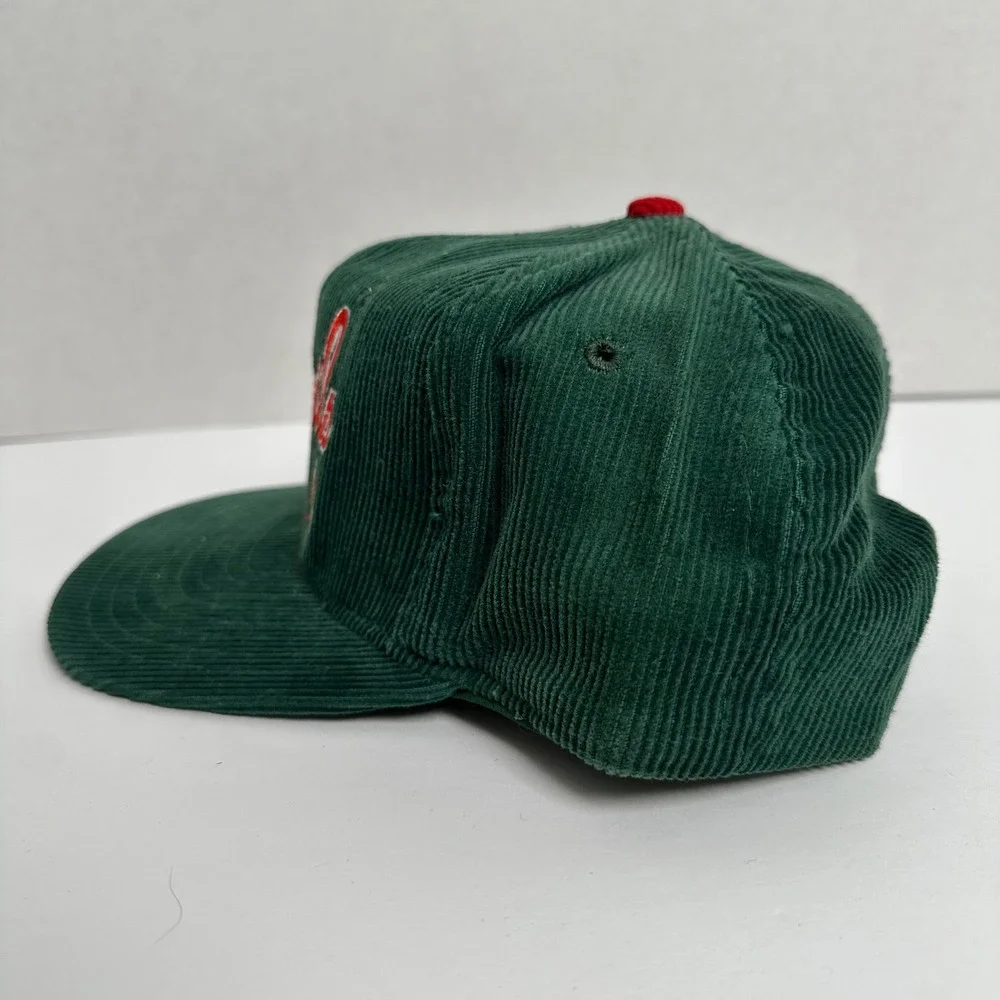 Vintage Pro Star New Jersey Devils Corduroy Snapback Hat Forest Green NHL Cap